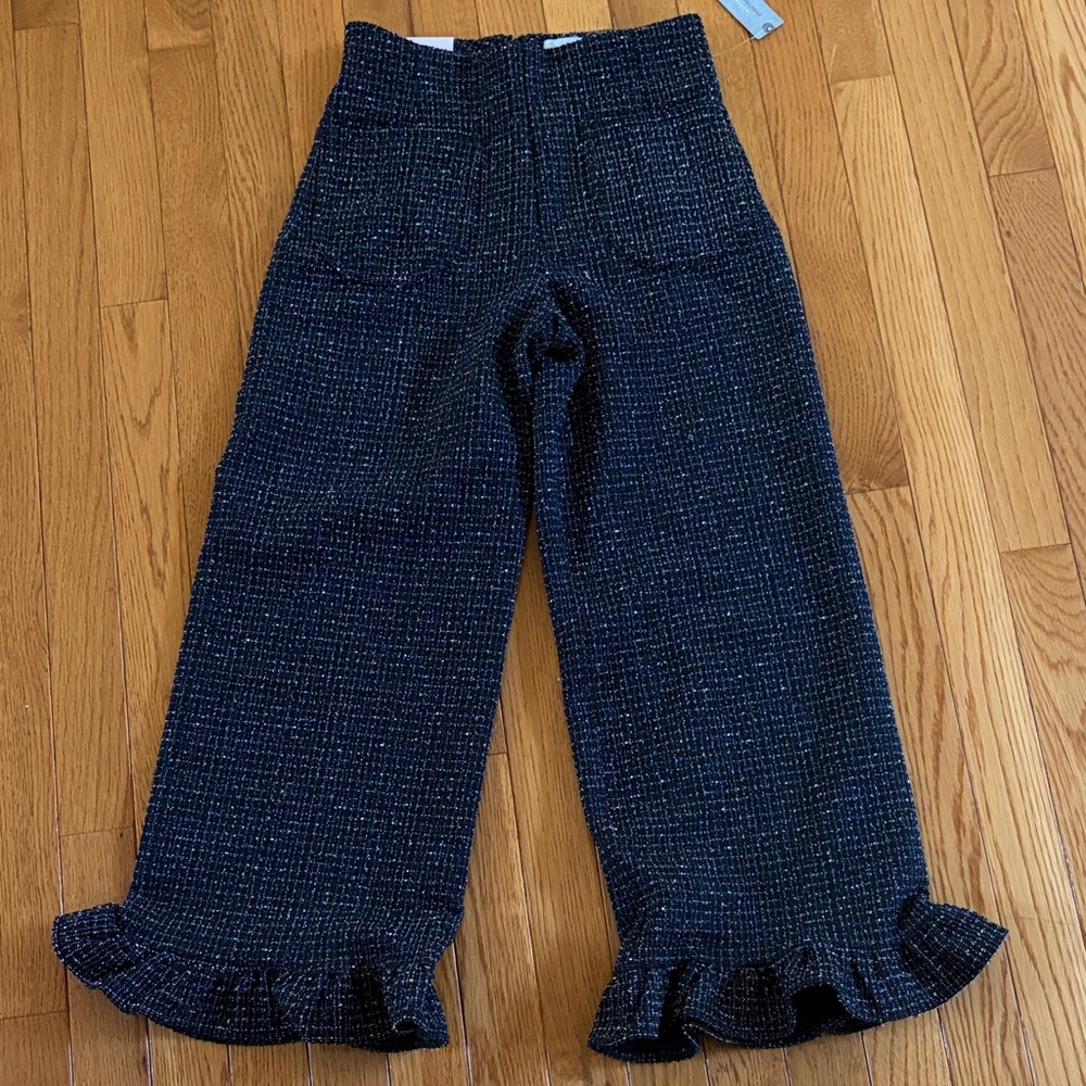 Maeve Black Ruffle Hem Pants